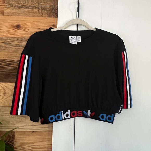 Adidas Adicolor Primeblue Tricolor Cropped Tee Small - Picture 5 of 8